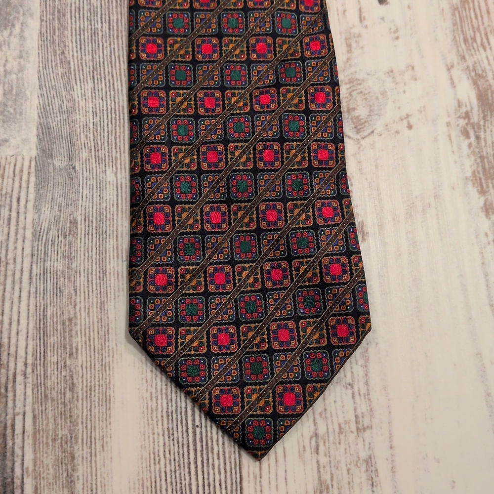 Stefano Ricci 100% Silk Tie Italy Multicolor Geometric Medallion Long 61” Luxury